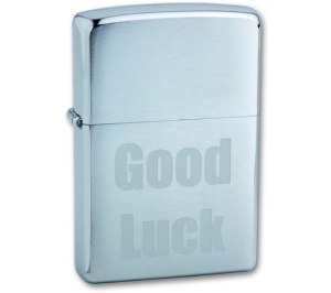 Зажигалка ZIPPO Good Luck, с покрытием Brushed Chrome, латунь/сталь, серебристая, матовая, 36x12x56