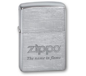 Зажигалка ZIPPO Name In Flame, с покрытием Brushed Chrome, латунь/сталь, серебристая, 36x12x56 мм