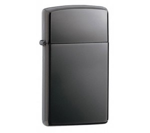 Зажигалка ZIPPO Slim® с покрытием Black Ice ®, латунь/сталь, чёрная, матовая, 30x10x55 мм