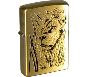 Зажигалка ZIPPO Proud Lion, с покрытием Brushed Brass, латунь/сталь, золотистая, 36x12x56 мм