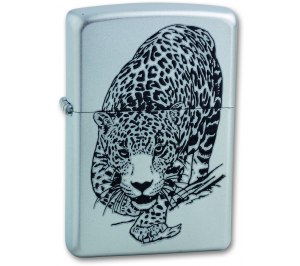 Зажигалка ZIPPO Leopard, с покрытием Satin Chrome™, латунь/сталь, серебристая, матовая, 36x12x56 мм