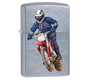 Зажигалка ZIPPO Байкер, с покрытием Street Chrome™, латунь/сталь, серебристая, матовая, 36x12x56 мм