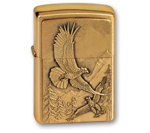Зажигалка ZIPPO Eagles, с покрытием Brushed Brass, латунь/сталь, золотистая, матовая, 36x12x56 мм