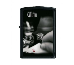 Зажигалка ZIPPO All In с покрытием Black Matte, латунь/сталь, чёрная, матовая, 36x12x56 мм