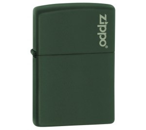 Зажигалка ZIPPO Green Matte, латунь с порошковым покрытием, зеленая, матовая, 36х56х12 мм