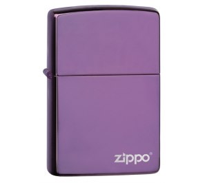 Зажигалка ZIPPO Classic с покрытием Abyss™, латунь/сталь, сиреневая с логотипом, 36x12x56 мм