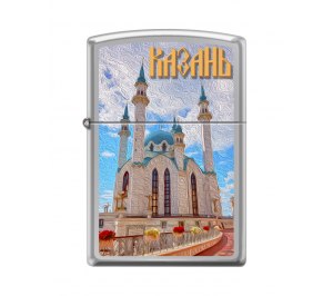 Зажигалка ZIPPO Казань с покрытием High Polish Chrome, латунь/сталь, серебристая, 36х12х56 мм