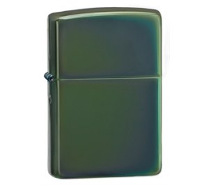 Зажигалка ZIPPO Classic с покрытием Chameleon™, латунь/сталь, зелёная, глянцевая, 36x12x56 мм
