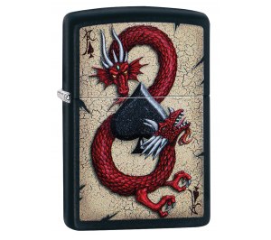 Зажигалка ZIPPO Dragon Ace с покрытием Black Matte, латунь/сталь, чёрная, матовая, 36x12x56 мм