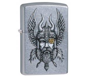 Зажигалка ZIPPO Viking Warrior с покрытием Street Chrome™, латунь/сталь, серебристая, 36x12x56 мм