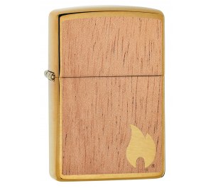 Зажигалка ZIPPO WOODCHUCK с покрытием Brushed Brass, латунь/сталь/, золотистая, матовая, 36x12x56 мм