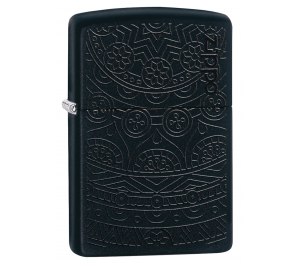 Зажигалка ZIPPO Tone on Tone Design с покрытием Black Matte, латунь/сталь, чёрная, 36x12x56 мм