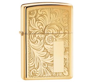Зажигалка ZIPPO Venetian® с покрытием High Polish Brass, латунь/сталь, золотистая, 36x12x56 мм