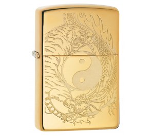 Зажигалка ZIPPO Classic с покрытием High Polish Brass, латунь/сталь, золотистая, 36x12x56 мм