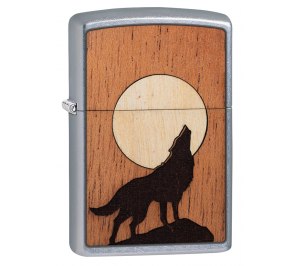 Зажигалка ZIPPO WOODCHUCK с покрытием Street Chrome™, латунь/сталь/дерево, серебристая, 36x12x56 мм