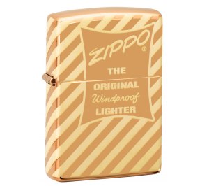 Зажигалка ZIPPO Vintage Box Top с покрытием High Polish Brass, латунь/сталь, золотистая, 36x12x56 мм