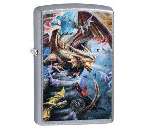 Зажигалка ZIPPO Anne Stokes с покрытием Street Chrome™, латунь/сталь, серебристая, 36x12x56 мм