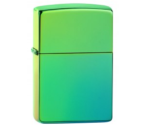 Зажигалка ZIPPO Classic с покрытием High Polish Teal, латунь/сталь, зелёная, глянцевая, 36x12x56 мм