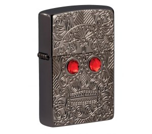 Зажигалка ZIPPO Armor™ Crystal с покрытием High Polish Black Ice®, латунь/сталь, чёрная, 37х13x58 мм