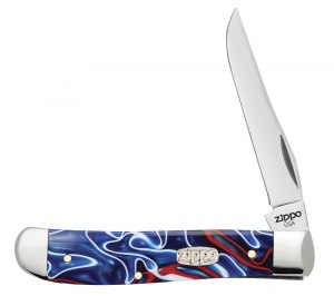 Нож перочинный ZIPPO Patriotic Kirinite Smooth Mini Trapper, 89 мм, синий + ЗАЖИГАЛКА ZIPPO 207