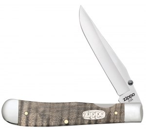 Нож перочинный ZIPPO Natural Curly Maple Wood Trapperlock, 105 мм, бежевый + ЗАЖИГАЛКА ZIPPO 207