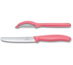 Набор из 2 ножей VICTORINOX Swiss Classic: нож для овощей и столовый нож 11 см, малиновая рукоять