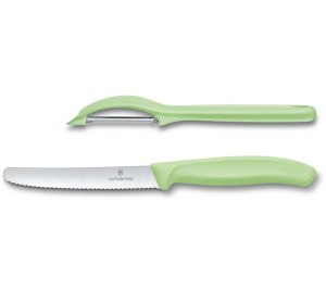 Набор из 2 ножей VICTORINOX Swiss Classic: нож для овощей и столовый нож 11 см, салатовая рукоять