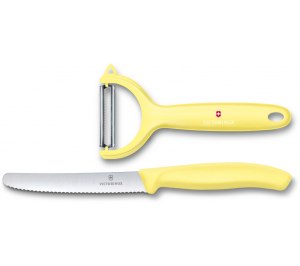 Набор из 2 кухонных ножей VICTORINOX Swiss Classic: нож для томатов и столовый нож 11 см, жёлтый