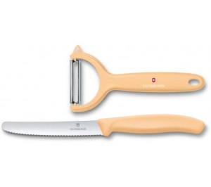 Набор из 2 кухонных ножей VICTORINOX Swiss Classic: нож для томатов и столовый нож 11 см, бежевый