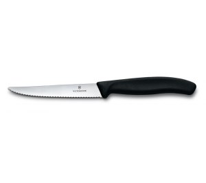 Нож для стейка и пиццы VICTORINOX SwissClassic, 11 см, с серрейторной заточкой, чёрный