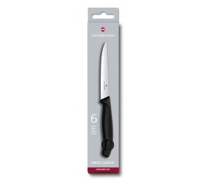 Набор из 6 ножей для стейков VICTORINOX SwissClassic, 11 см, серейторная заточка, чёрная рукоять