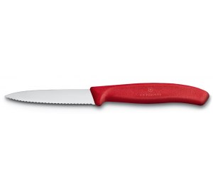Нож для овощей VICTORINOX SwissClassic, лезвие 8 см с серрейторной заточкой, красный