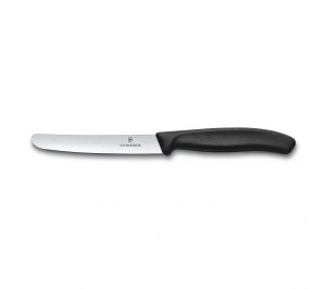 Нож столовый VICTORINOX SwissClassic, прямое лезвие 11 см с закруглённым кончиком, чёрный