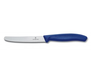 Нож столовый VICTORINOX SwissClassic, лезвие 11 см с серрейторной заточкой, синий