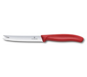 Нож для сыра и колбасы VICTORINOX SwissClassic, лезвие 11 см с серрейторной заточкой, красный
