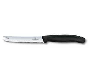 Нож для сыра и колбасы VICTORINOX SwissClassic, лезвие 11 см с серрейторной заточкой, чёрный