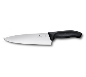 Нож разделочный VICTORINOX SwissClassic, широкое лезвие 20 см, чёрный, в картонном блистере