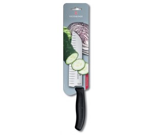 Нож сантоку VICTORINOX SwissClassic, рифлёное лезвие 17 см, чёрный, в картонном блистере