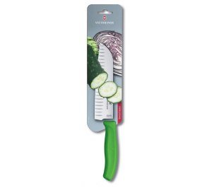 Нож сантоку VICTORINOX SwissClassic, рифлёное лезвие 17 см, зелёный, в картонном блистере