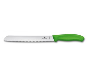 Нож для хлеба VICTORINOX SwissClassic, лезвие 21 см с серейторной заточкой, зелёный, в блистере
