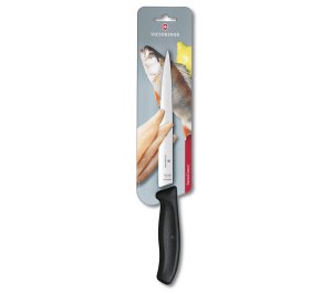 Нож филейный VICTORINOX SwissClassic, гибкое лезвие 20 см, чёрный, в картонном блистере
