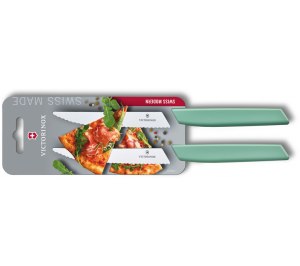 Набор из 2 ножей для стейка и пиццы VICTORINOX Swiss Modern, 12 см, с волнистой кромкой, в блистере