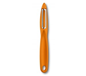 Нож для чистки овощей VICTORINOX универсальный, двустороннее зубчатое лезвие, оранжевая рукоять