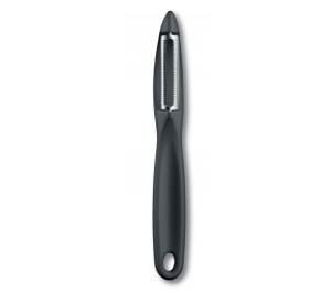 Нож для чистки овощей VICTORINOX универсальный, двустороннее зубчатое лезвие, чёрная рукоять