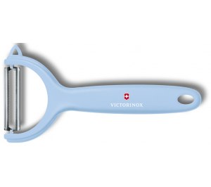Нож для чистки томатов и киви VICTORINOX, двусторонее зубчатое лезвие, голубая рукоять