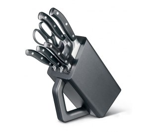 Набор из 6 кованых кухонных приборов VICTORINOX: 5 ножей и ножницы, в антрацитовой подставке из бука