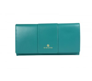 Кошелёк Cross Kelly Wall Turquish, кожа наппа, гладкая, цвет тёмно-бирюзовый, 20 x 11 x 2,5 см