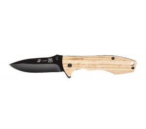 Нож складной Stinger, 80 мм (черный), рукоять: сталь/эбеновое дерево, картонная коробка