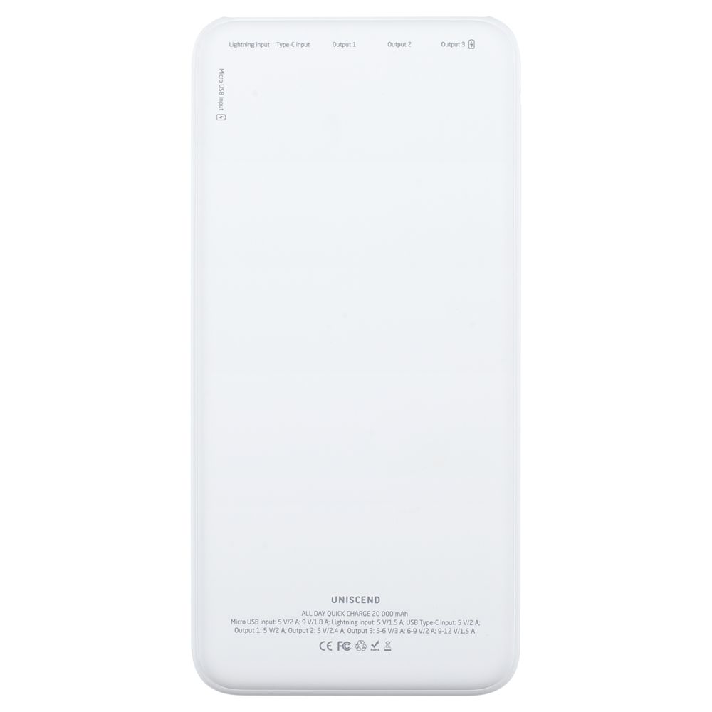 Аккумулятор Uniscend All Day Quick Charge PD 20000 мAч, белый