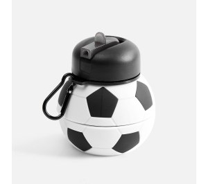 Складная бутылка для воды Football Flex, белая с черным